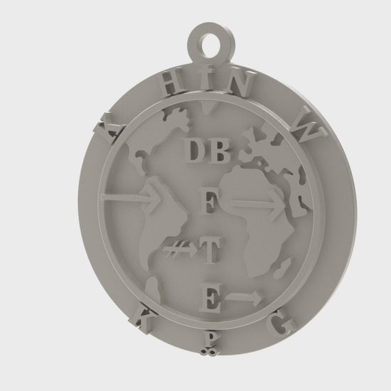 Handcrafted  Lord's Prayer pendant showing intricate 3D engraved text